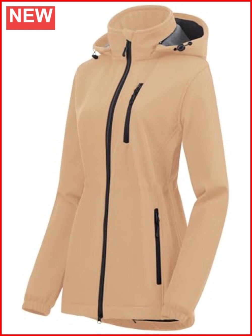 Women's Lightweight Long Softshell Fleece Lined Jacket Anorak Raincoat